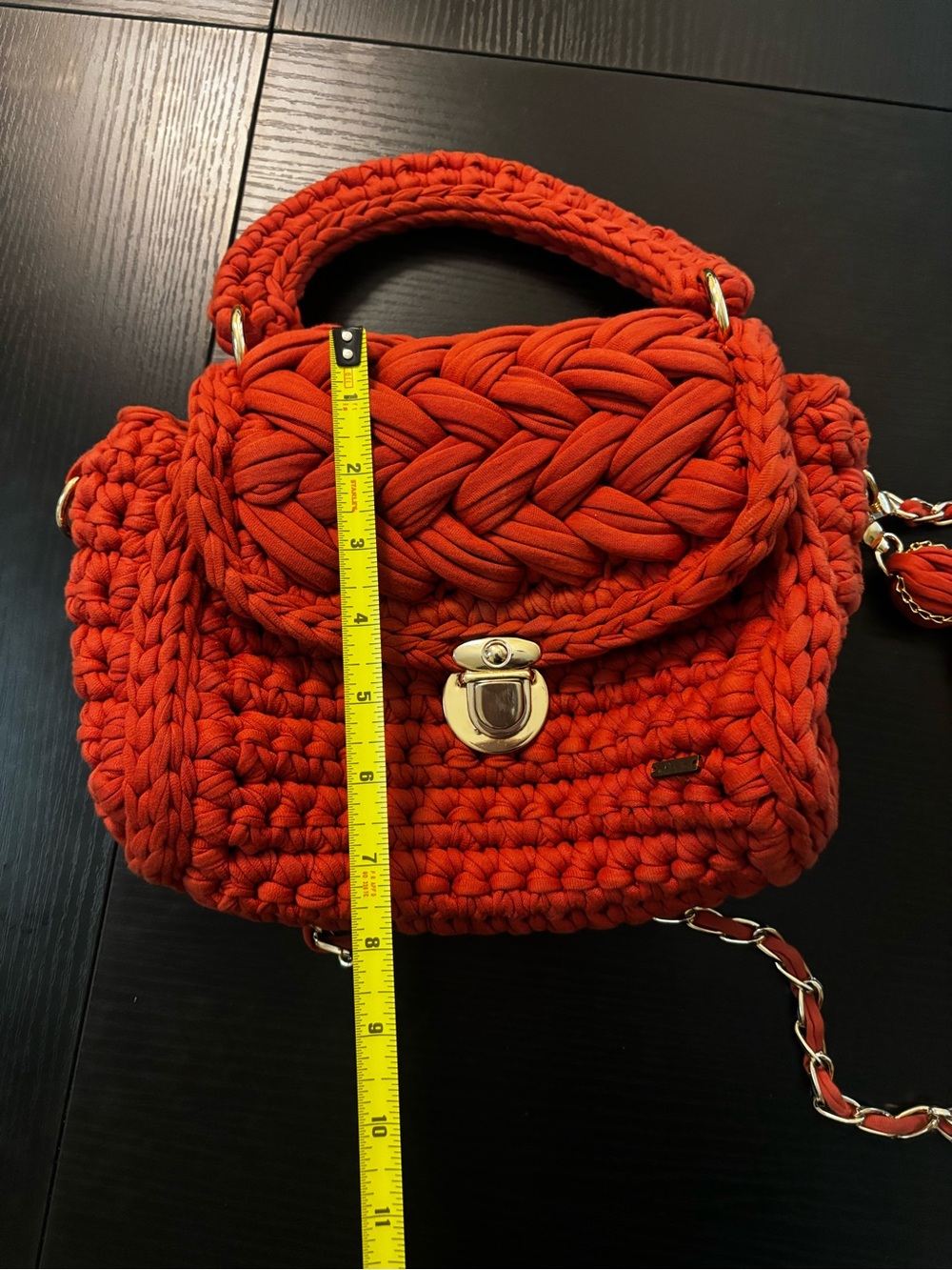 Alexa Red Crochet Crossbody Bag Chunky Knit T-Shirt Yarn Purse Tassel - Picture 9 of 12